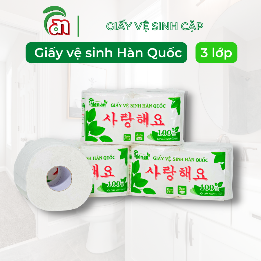 Giấy vệ sinh cặp Hàn Quốc 3 lớp có lõi lốc 10 cuộn