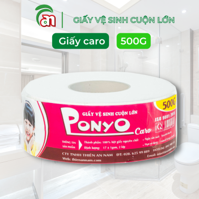 Combo 10 cuộn Giấy vệ sinh đa năng cuộn lớn PONYO JB500 hoạ tiết caro 500g