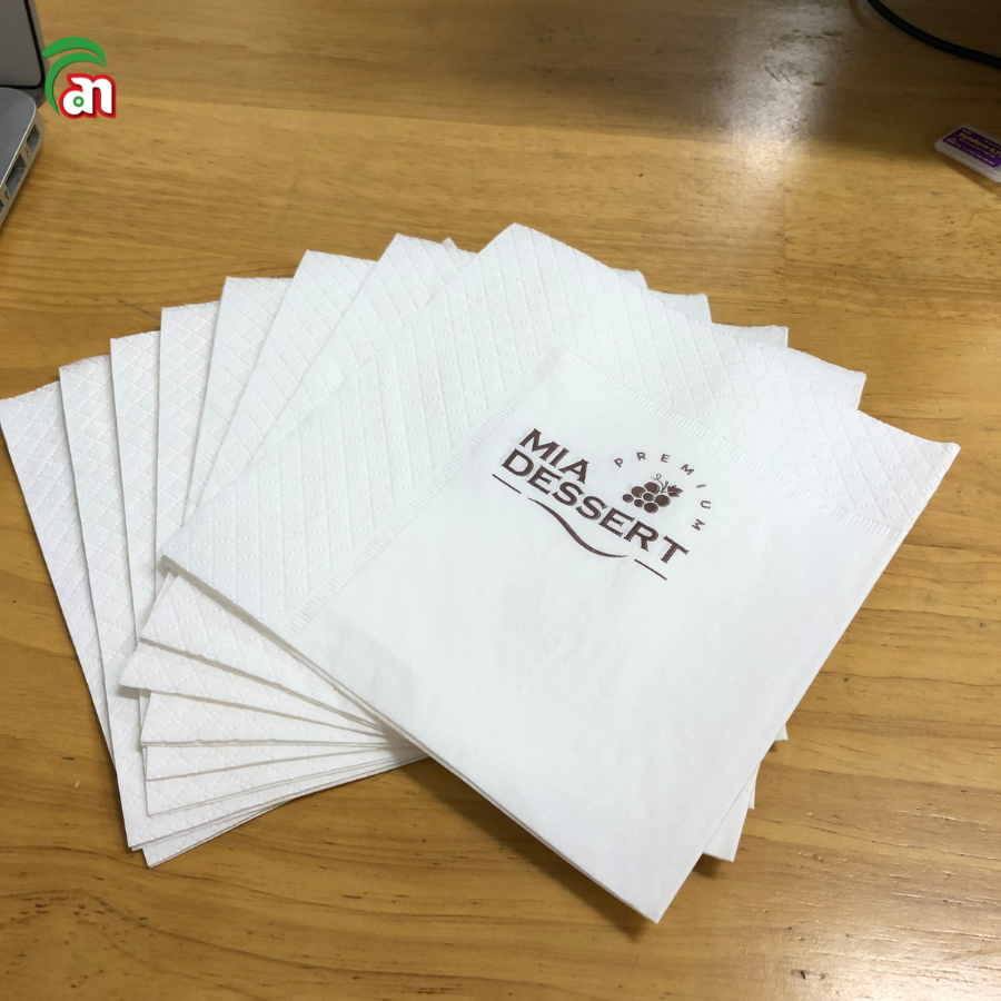 khăn giấy napkin in logo thoe thiết kế riêng 1 lớp