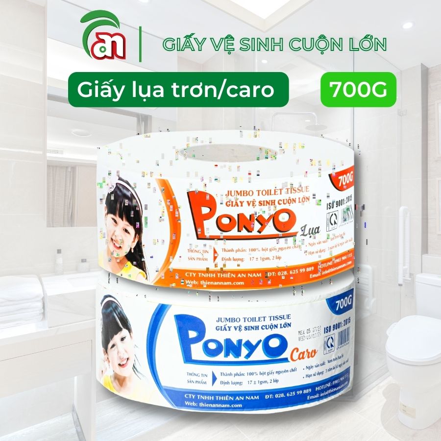 giấy vệ sinh cuộn lớn PONYO Thiên An Nam 700g