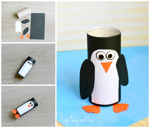 Chim cánh cụt từ lõi giấy vệ sinh