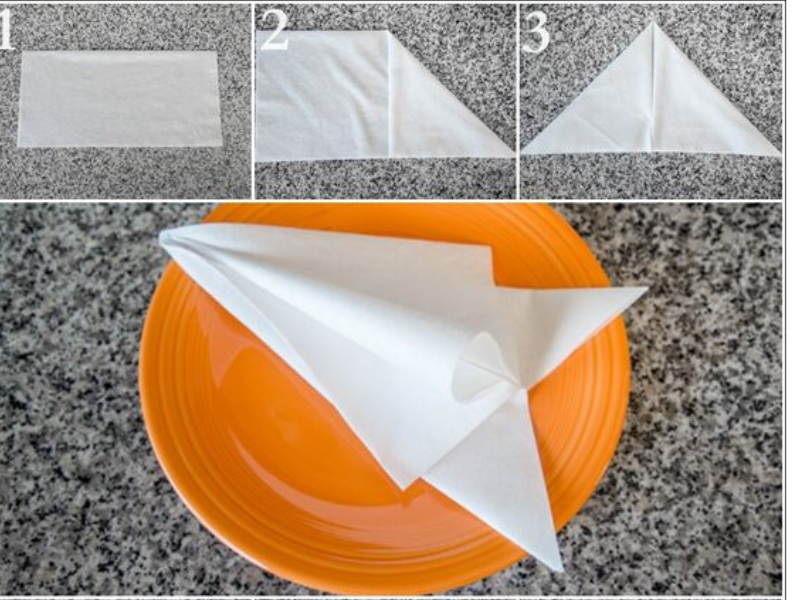 cách xếp khăn giấy để chén